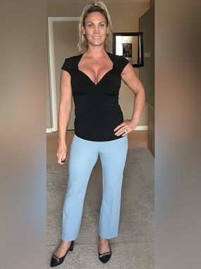 Zara blue ankle pants Side zipper Sz L NWT